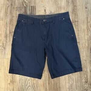 Weatherproof Vintage Chino Shorts Navy Blue Cotton Spandex Button Pockets Men